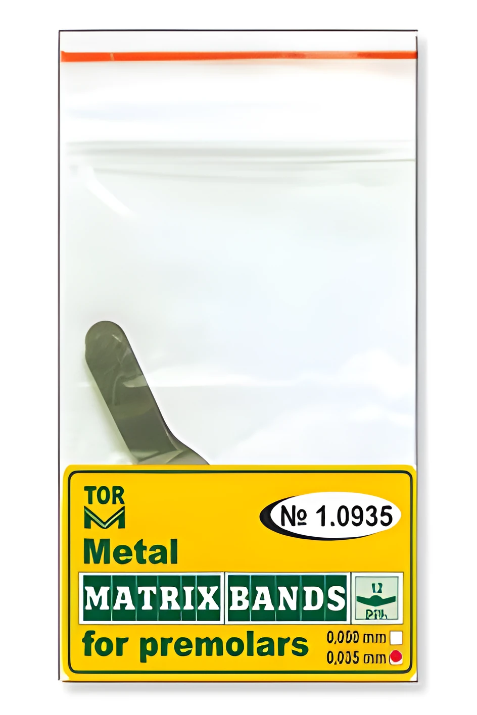 Metal Matrix Bands for Premolars, shape 5 (one central ledge)