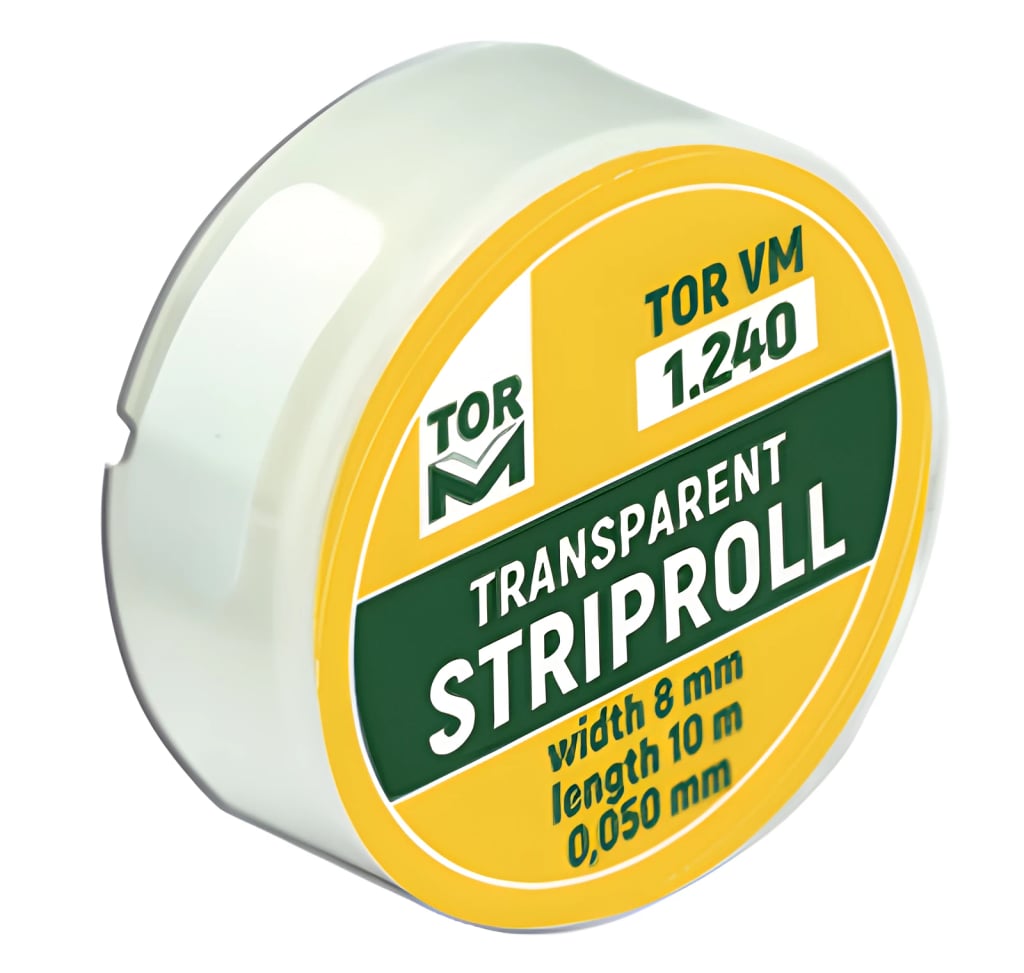 Transparent Striproll, 8 mm wide, round box
