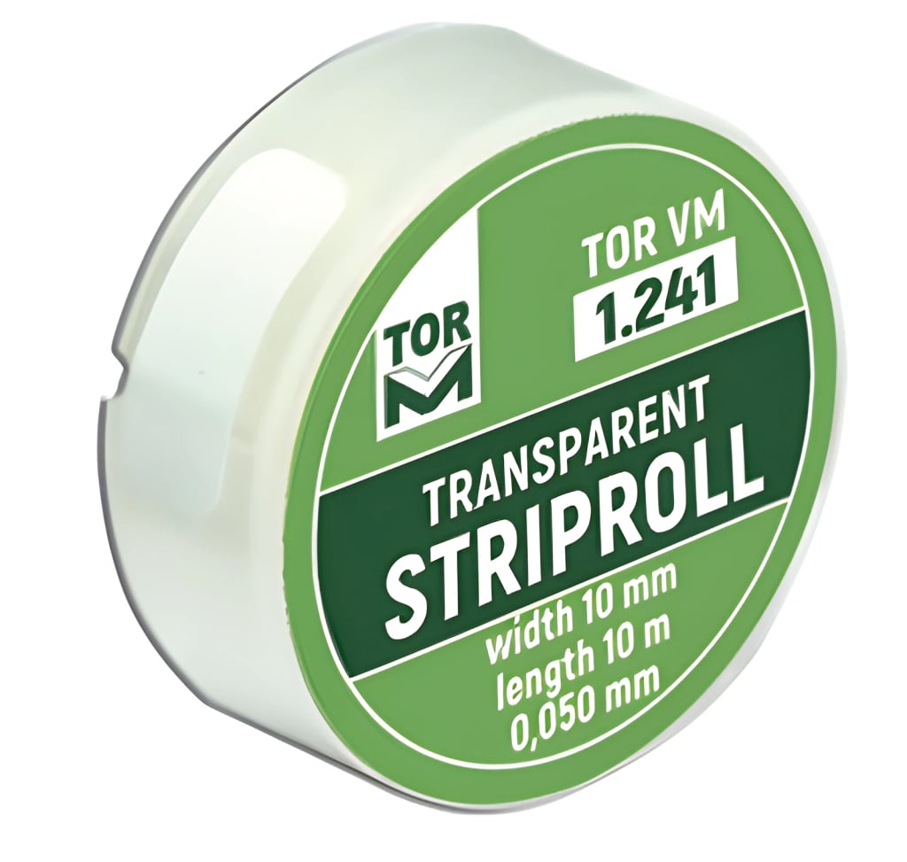 Transparent Striproll, 10 mm wide, round box