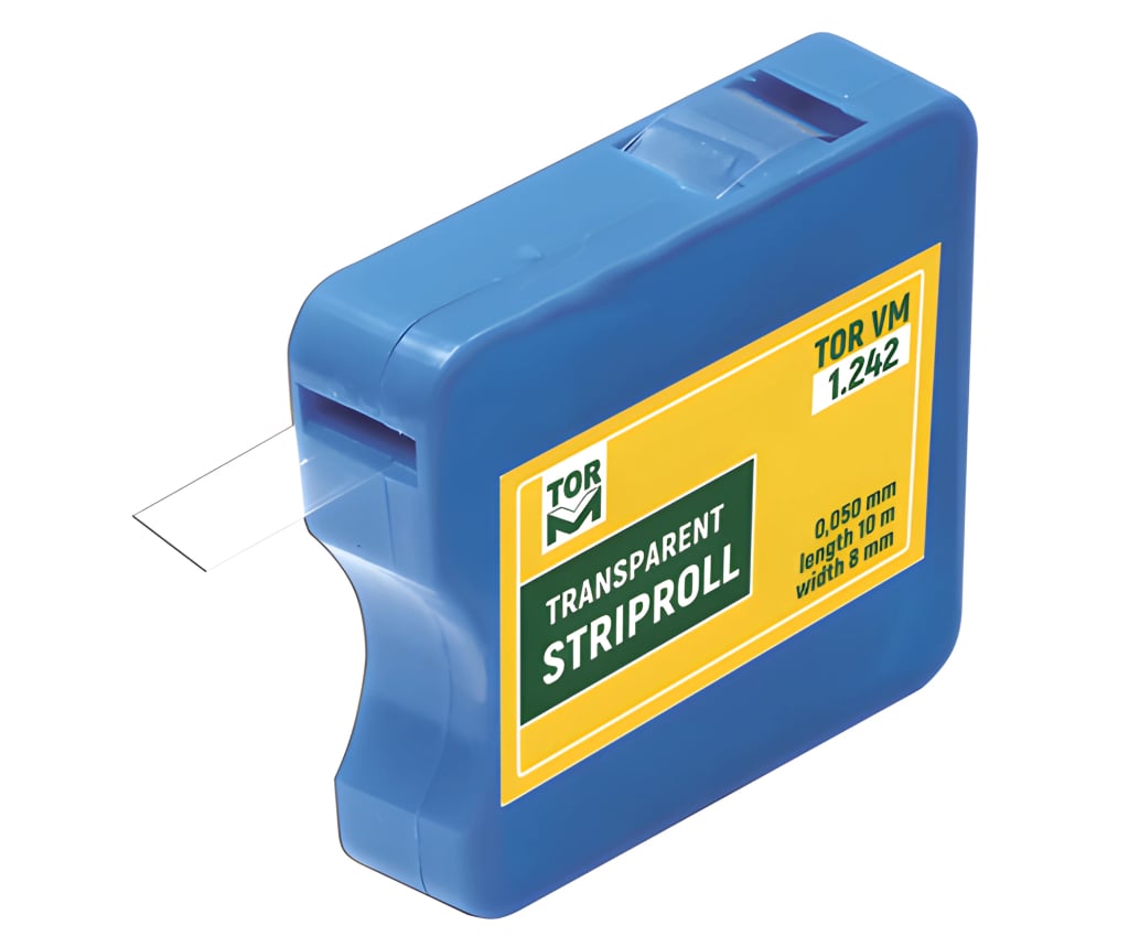 Transparent Striproll, 8 mm wide, squared box