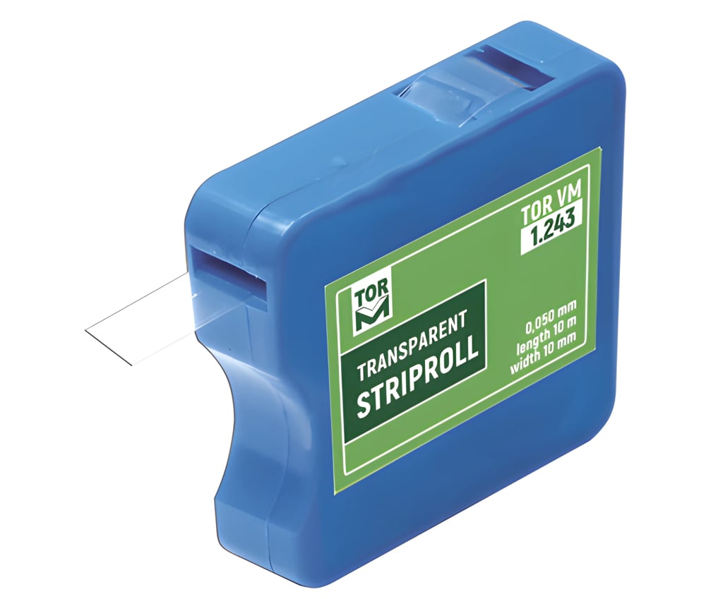 Transparent Striproll, 10 mm wide, squared box