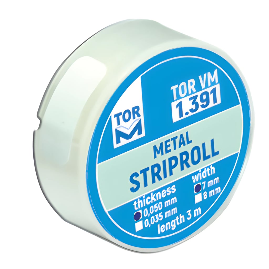Metal Striproll, 7 mm wide, 3 m long (round box)