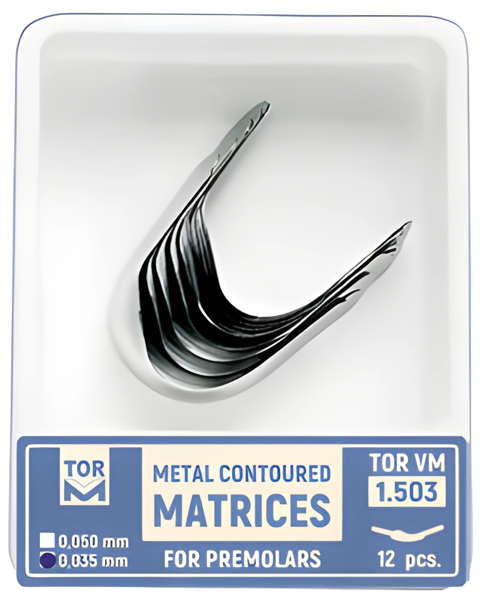 Metal Contoured Matrices for Premolars, shape 3 (left ledge)