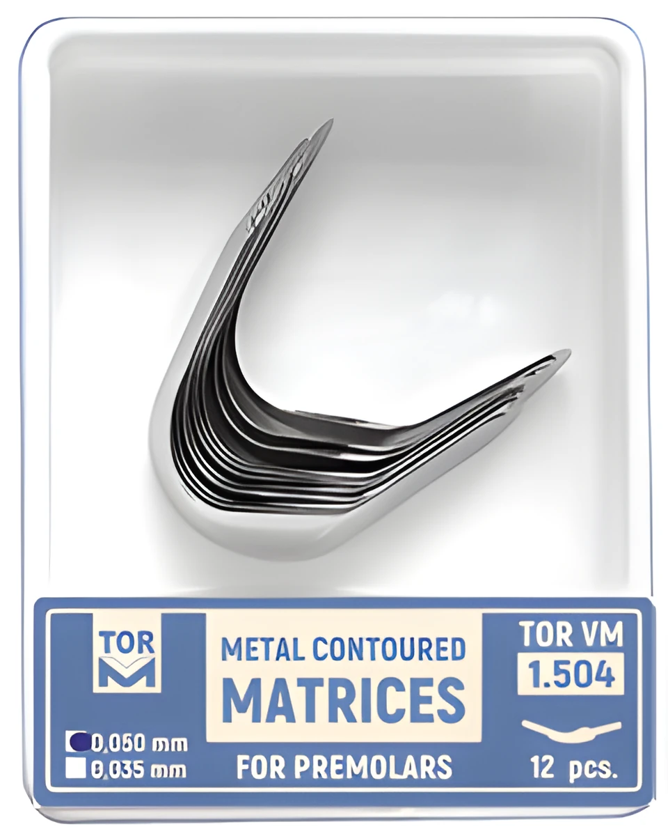 Metal Contoured Matrices for Premolars, shape 4 (right ledge)
