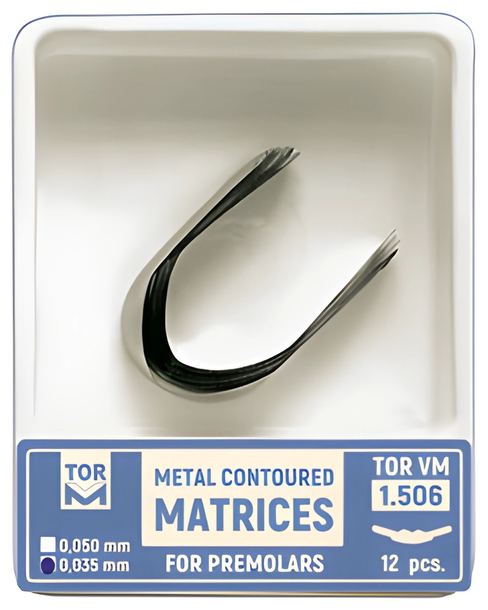 Metal Contoured Matrices for Premolars, shape 6 (bilateral, elongated)