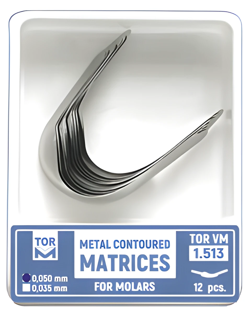 Metal Contoured Matrices for Molars, shape 3 (left ledge)