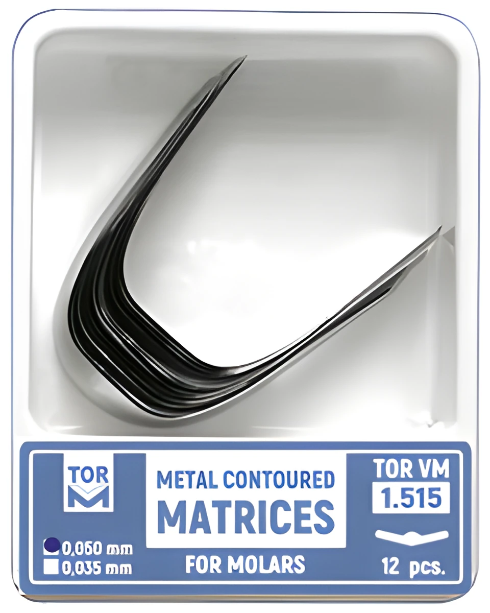 Metal Contoured Matrices for Molars, shape 5 (one central ledge, elongated)