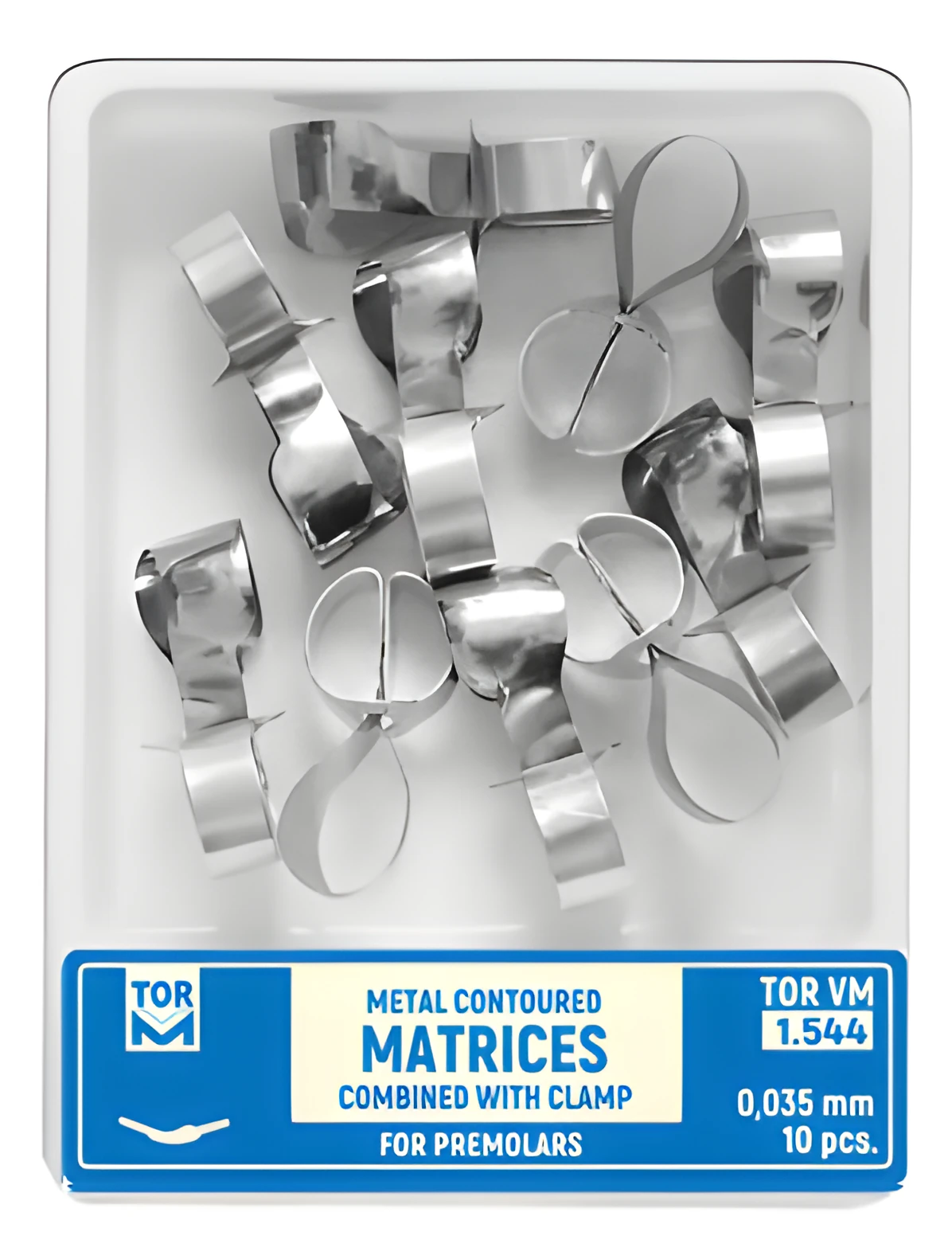 Metal Contoured Matrices for Premolars Combined with Clamp, shape 4 (right ledge)