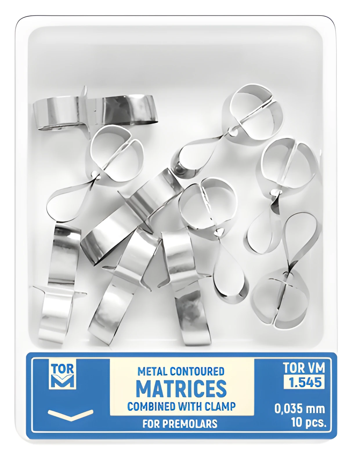 Metal Contoured Matrices for Premolars Combined with Clamp, shape 5 (without ledge)