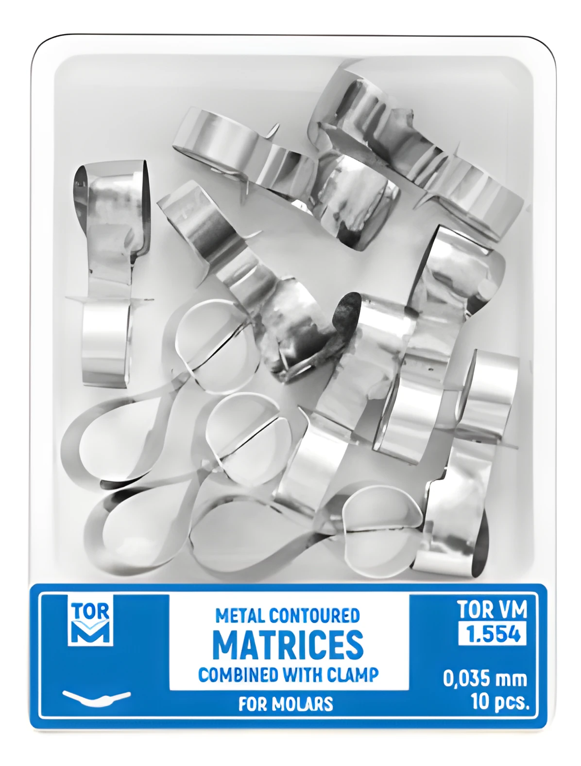 Metal Contoured Matrices for Molars Combined with Clamp, shape 4 (right ledge)