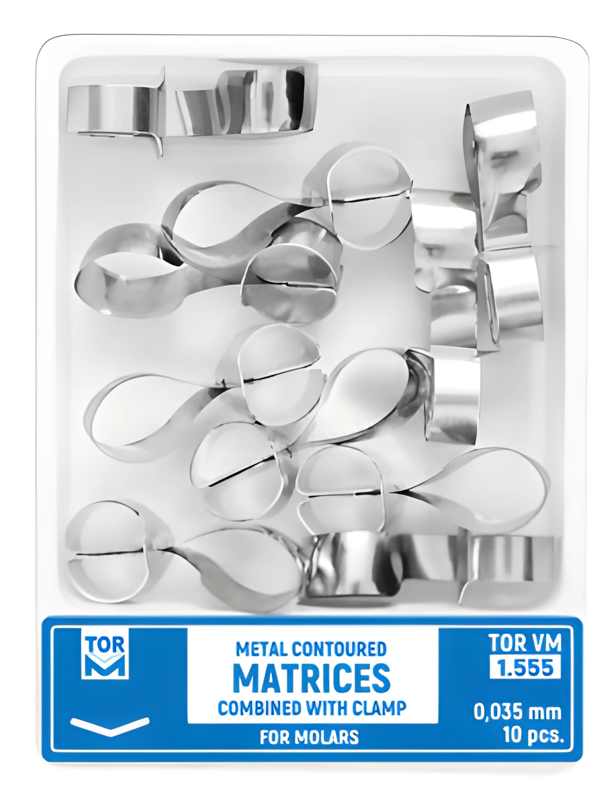 Metal Contoured Matrices for Molars Combined with Clamp, shape 5 (without ledge)