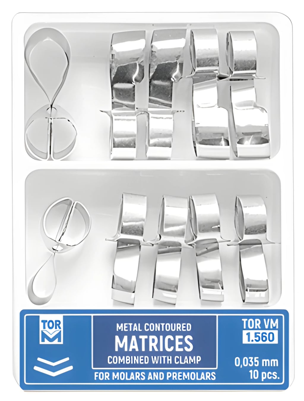 Metal Contoured Matrices for Molars & Premolars Combined with Clamp, shape 5 (without ledge)