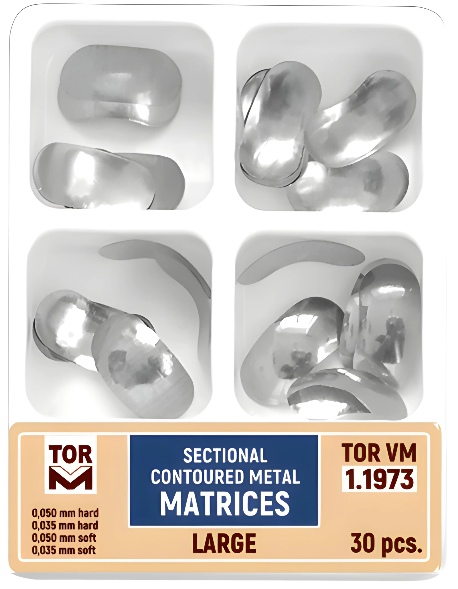 Sectional Contoured Metal Matrices, Large (wider, mixed set 30 pcs)